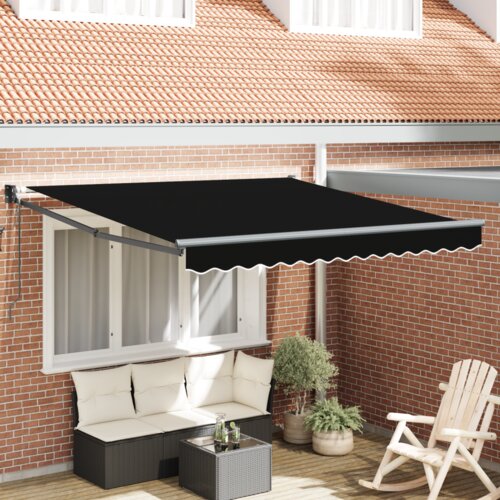 VidaXL automatska uvlačiva tenda crna 350x250 cm, zamjenska tenda za okvir 3.5x2.5 m crna Slike