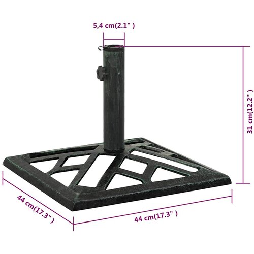  Stalak za suncobran zeleni 44 x 44 x 31 cm od lijevanog željeza Slike