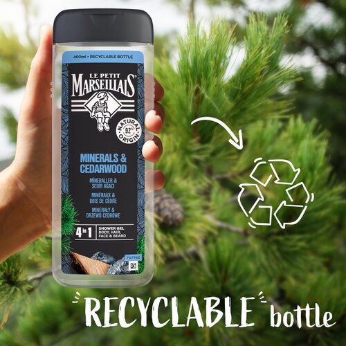 Le Petit Marseillais Minerals &amp;amp; Cedarwood gel za tu&amp;scaron;iranje 4 u 1 za mu&amp;scaron;karce 400 ml Slike