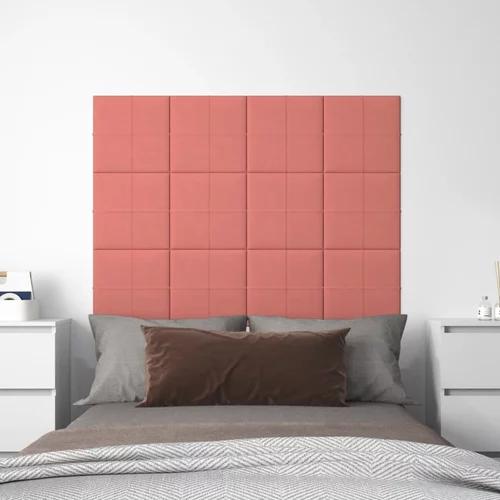  Zidne ploče 12 kom ružičaste 30 x 30 cm baršunaste 1,08 m²