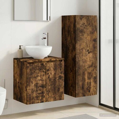  Set namještaja za kupaonicu 2 kom. Dimljeni hrast Smeđa 33 x 34.5 x 100 cm Cene