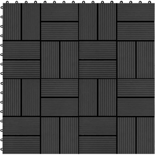  Pločice za trijem 22 kom 30 x 30 cm 2 m² WPC crne