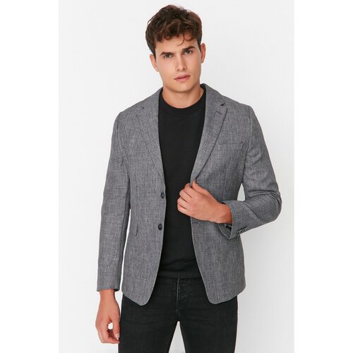 Trendyol Anthracite Men's Slim Fit Blazer Textured Jacket Cene