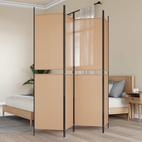  4-Panelski Paravan Bež 200 x 200 cm Tkanina Slike