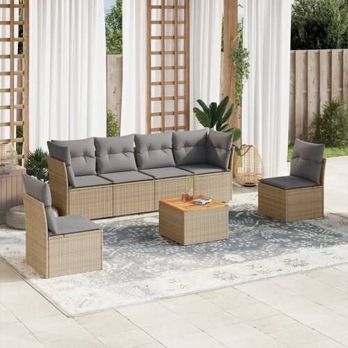 vidaXL 7-dijelni set vrtnih sofa s jastucima bež od poliratana Cijene