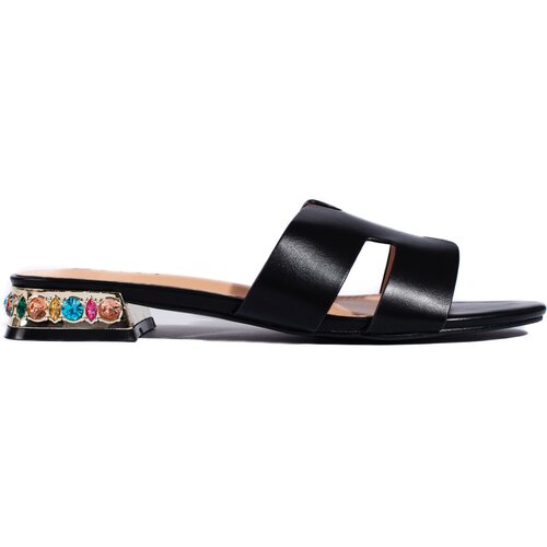Shelvt Women's black flat flip flops Cene