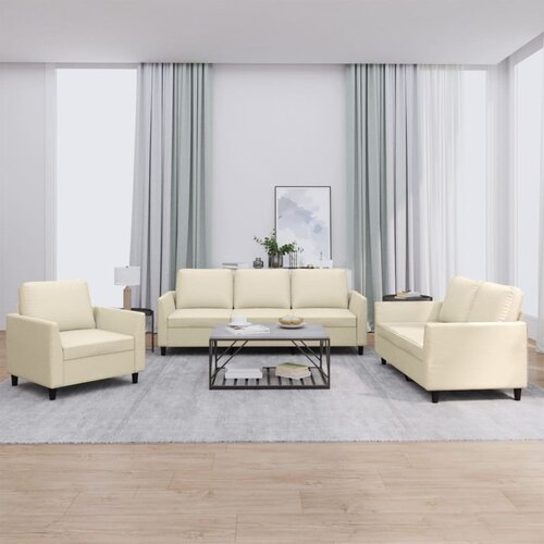 vidaXL 3-dijelni set sofa s jastucima krem od umjetne kože Cijene