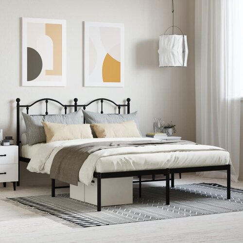 The Living Store Kovinski posteljni okvir z vzglavjem črn 140x190 cm - Posteljni Okvir, (21526032) Slike