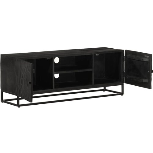Maison Chic TV omarica - TV enota - Televizijska omarica črna 110x30x40 cm trden mangov les in železo, (21700220) Slike
