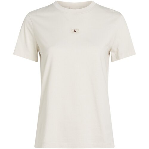Calvin Klein Jeans Majice s kratkimi rokavi WOVEN LABEL REGULAR J20J225243 Bež Cene