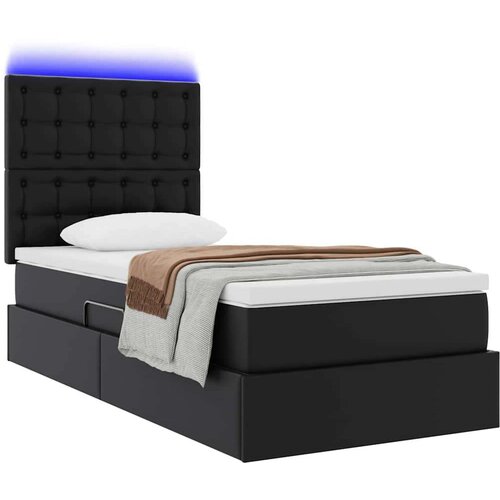  Krevet s prostorom za pohranu s LED-om Crna 100 x 200 cm Slike