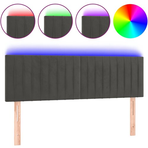 Maison Chic led posteljno vzglavje - vzglavna omarica - nočna omarica temno sivo 144x5x78/88 cm žamet, (21711895) Slike