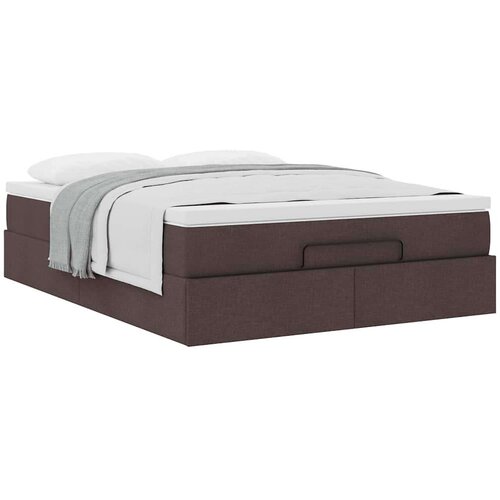 vidaXL Otomanski posteljni okvir z vzmetnico rjav 140x200 cm blago Cene