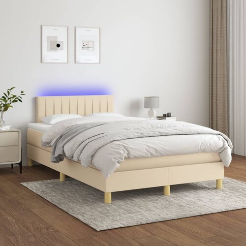  box spring s madracem LED krem 120 x 200 cm od tkanine Cene
