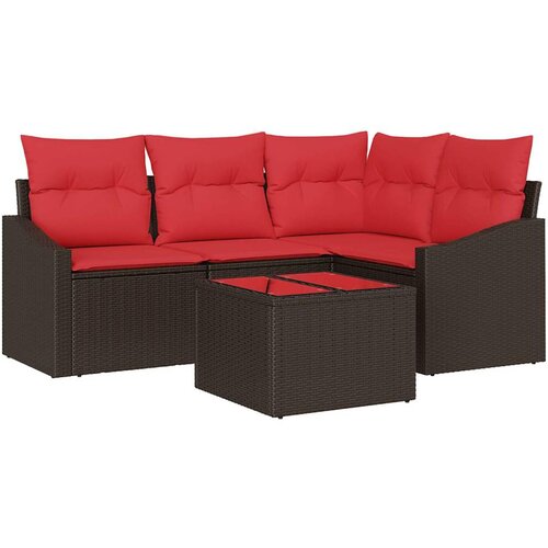 vidaXL Kavčna garnitura z blazino 5 pcs Rjava poli ratan, (5000153707) Cene