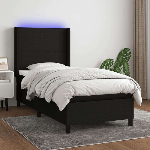  Box spring s madracem LED crni 80 x 200 cm od tkanine Slike