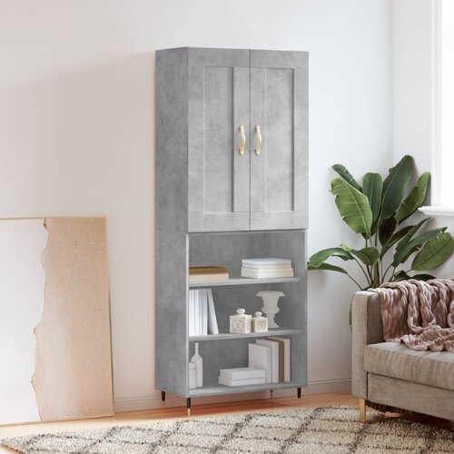 vidaXL Visoka komoda betonsko siva 69,5x34x180 cm inženirski les Cene