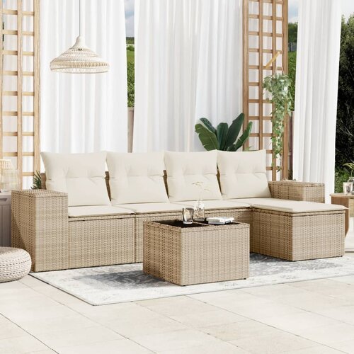 vidaXL 6-dijelni set vrtnih sofa s jastucima bež od poliratana Cijene