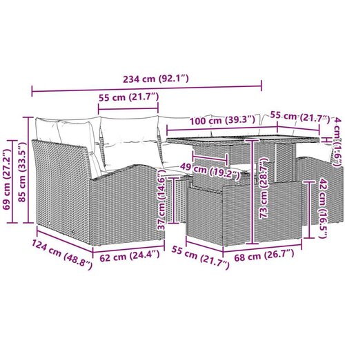  Vrtni kauč set Set od 7 Sivi Crni Aluminij Olefin Slike