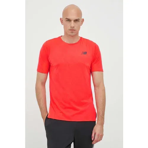 New Balance Kratka majica za tek Nyc Marathon Q Speed rdeča barva