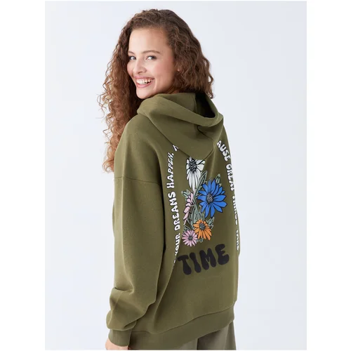 LC Waikiki Women's Printed Long Sleeve Oversize Hoodie