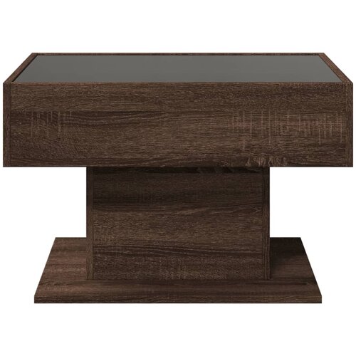  Stolić za kavu LED smeđa boja hrasta 70x50x45 cm drveni Slike