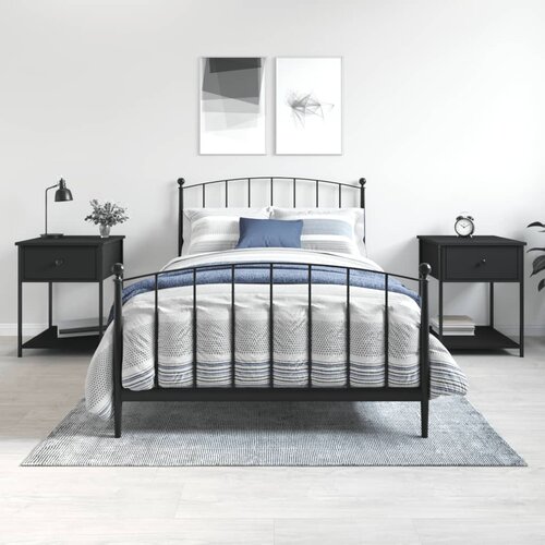 vidaXL Nočna omarica 2 kosa črna 44x45x58 cm inženirski les Cene