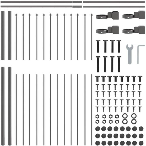  Vrtna Ograda 9 pcs Siva 15,3 x 1,5 m Čelik s prahom Slike