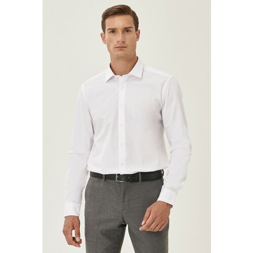 ALTINYILDIZ CLASSICS Men's White Slim Fit Slim Fit Classic Collar Cotton Shirt Slike