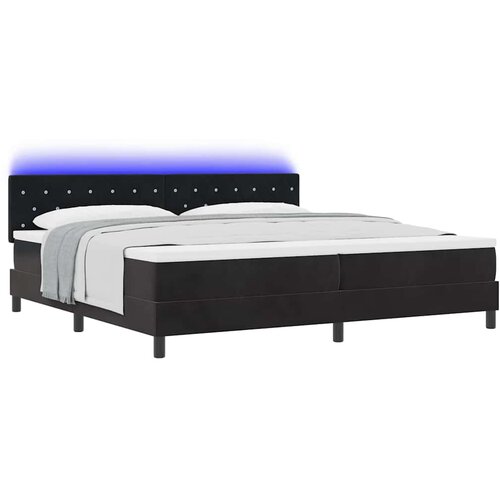  LED Box Spring Krevet s uzglavljem Crna 200 x 200 cm Bar&amp;scaron;un Slike