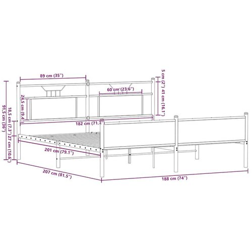 VidaXL metalni okvir kreveta bez madraca boja hrasta sonome 180x200 cm Slike
