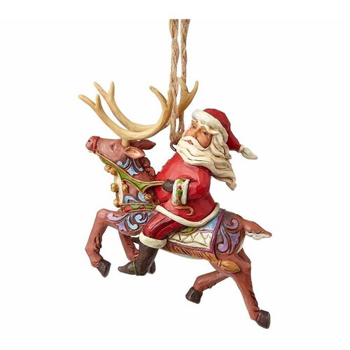 Jim Shore Santa Riding Reindeer Hanging Ornament Figure Slike