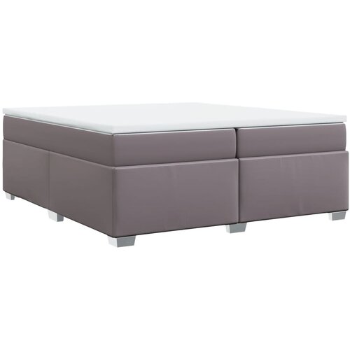  Krevet s oprugama i madracem sivi 200x200 cm od umjetne kože Slike