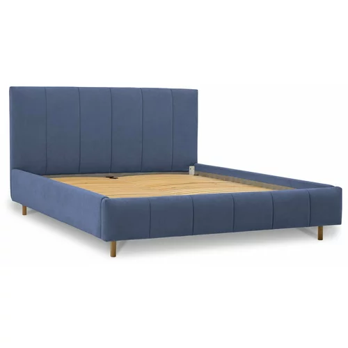 Scandic Plavi tapecirani bračni krevet s prostorom za odlaganje s podnicom 160x200 cm Zee –
