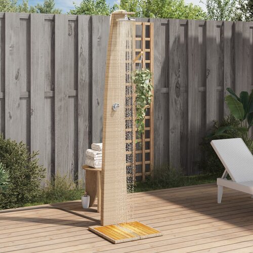 VidaXL Vanjski tu&amp;scaron; bež 55x60x224 cm od poliratana i bagremovog drva Slike
