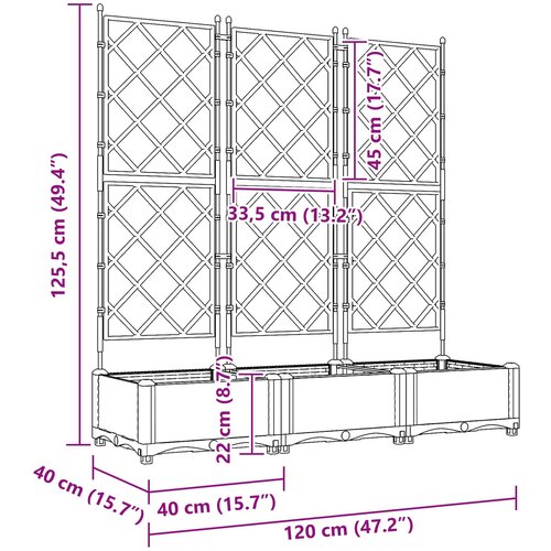  Vrtna saksija 3 pcs Sivi 120 x 40 x 125,5 cm Plastika Slike