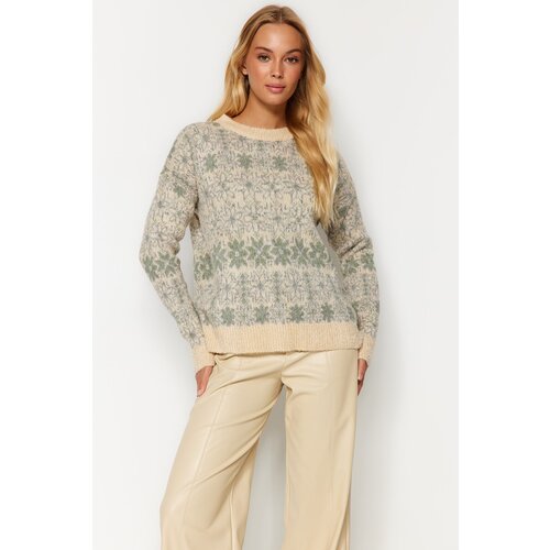 Trendyol Mint Patterned Knitwear Sweater Slike