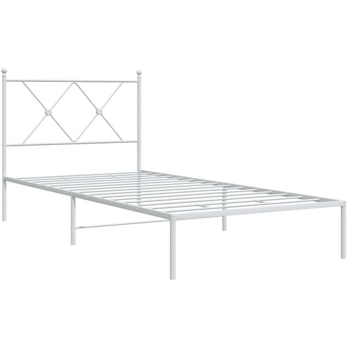 VidaXL Kovinski posteljni okvir z vzglavjem bel 90x190 cm, (21152058) Slike