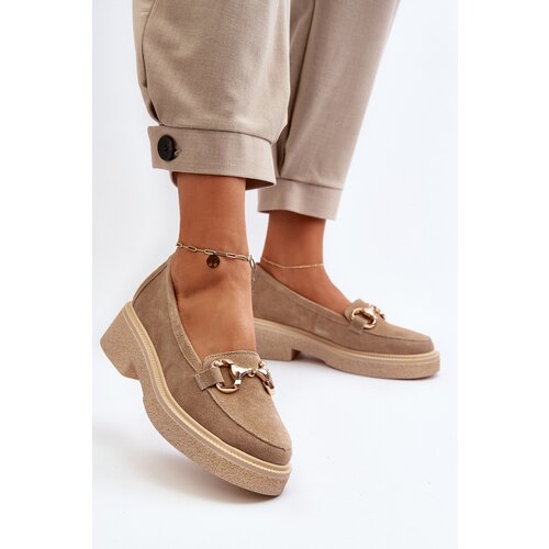 Zazoo 3429 Suede Women&amp;#039;s Moccasins With Decoration Beige Slike