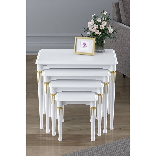 Hanah home set od 4 umetnutih stočića Zeyra Avangart, beli Cene