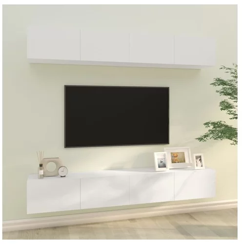  Stenske TV omarice 4 kosi visok sijaj bele 100x30x30 cm