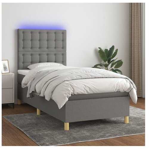  Krevet box spring s madracem LED tamnosivi 80 x 200 cm tkanina Cene