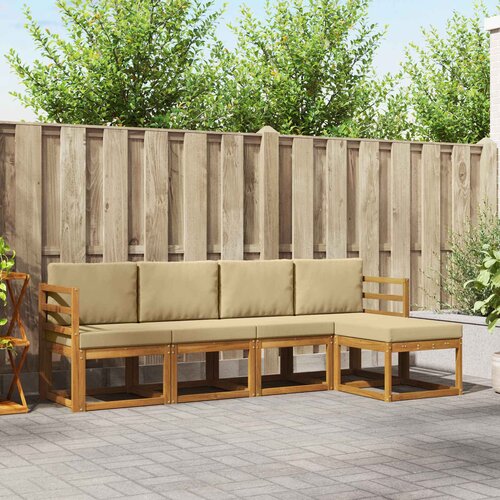  Set vanjskih sofa 5 pcs Prirodna i bež Čvrsto drvo akacije Cene
