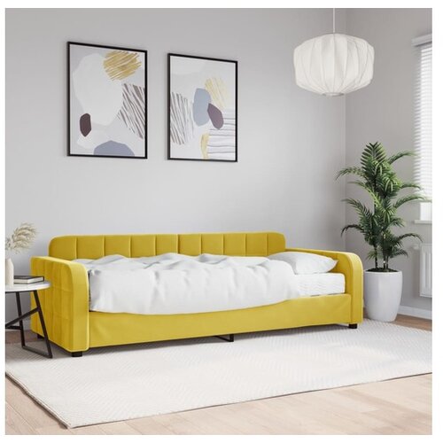 VidaXL Dnevna postelja z vzmetnico rumena 80x200 cm žamet Slike