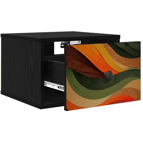  Wall-mounted noćni ormarić BONN Crni hrast 36 x 33 x 25 cm - Crni hrast Retro valni uzorak 1 Slike