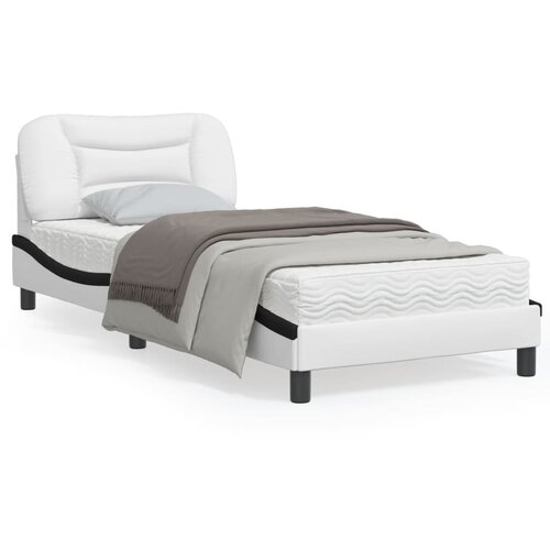 VidaXL Okvir za krevet s uzglavljem bijelo-crni 90x190 cm umjetna koža Slike