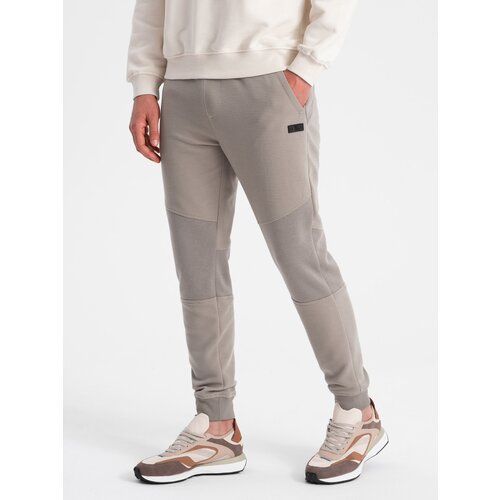Ombre Men's sweatpants with ottoman fabric inserts - ash Slike