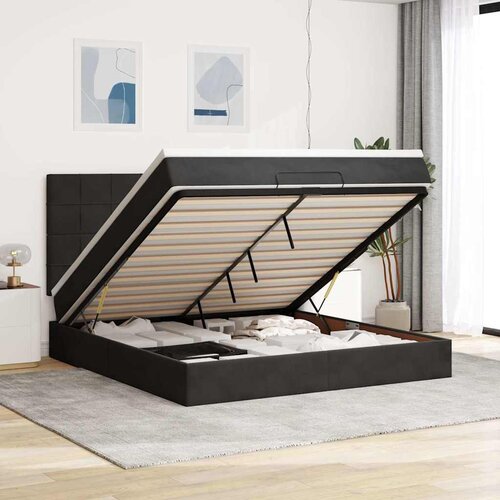 VidaXL Okvir kreveta s madracima crni 160x200cm bar&amp;scaron;unasti Slike