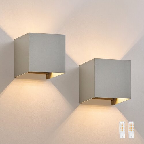 Nettlife Set 2 LED stenskih svetilk, topla bela IP65, antracitna, za dom, stopni&amp;scaron;če, (22136435) Slike