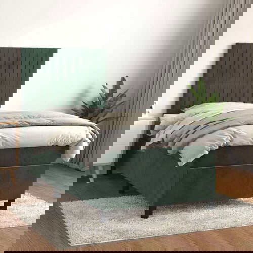Box spring postelja z vzmetnico temno zelen 90x190 cm žamet Cene
